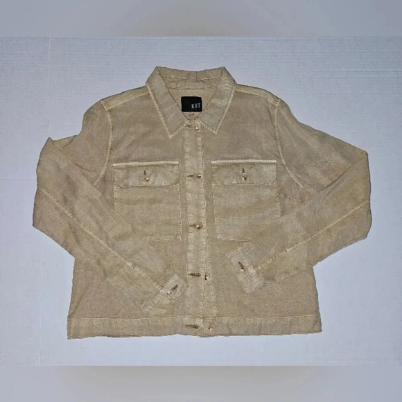 KUT from the Kloth Abigail Khaki Lightweight Button Up - Picture 5 of 7